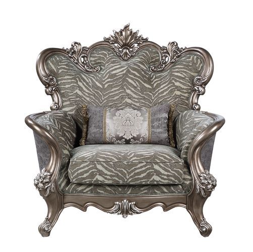 Elozzol - Chair With Pillow - Fabric & Antique Bronze Finish - Wood - Urban Living Furniture (Los Angeles, CA)