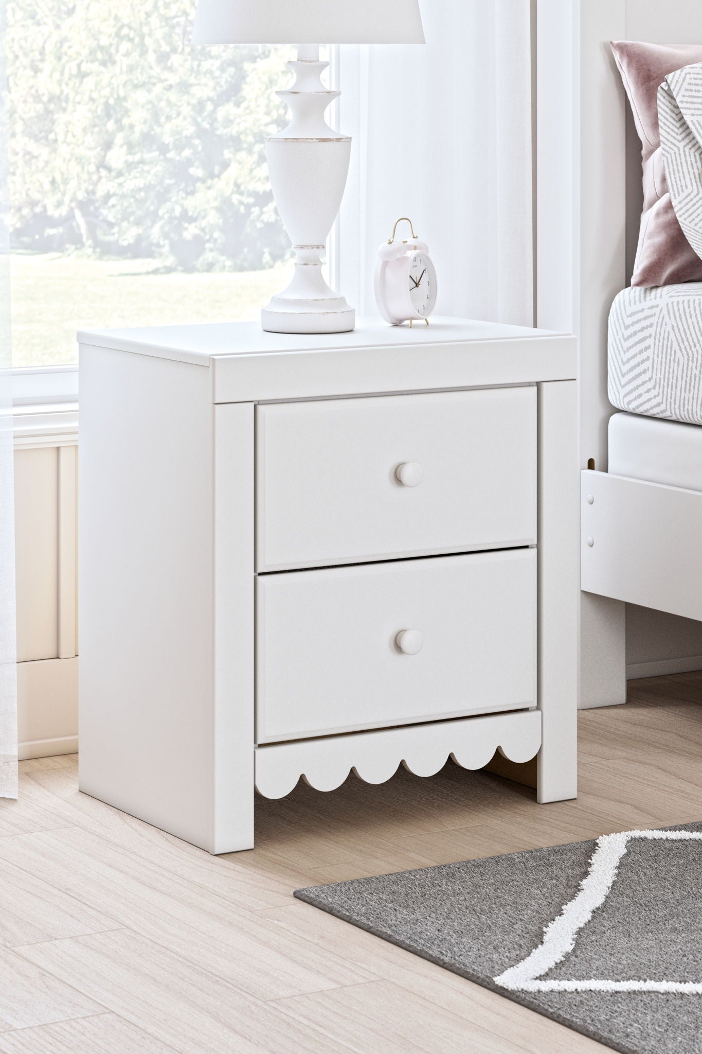 Mollviney - White - Two Drawer Night Stand - Urban Living Furniture (Los Angeles, CA)