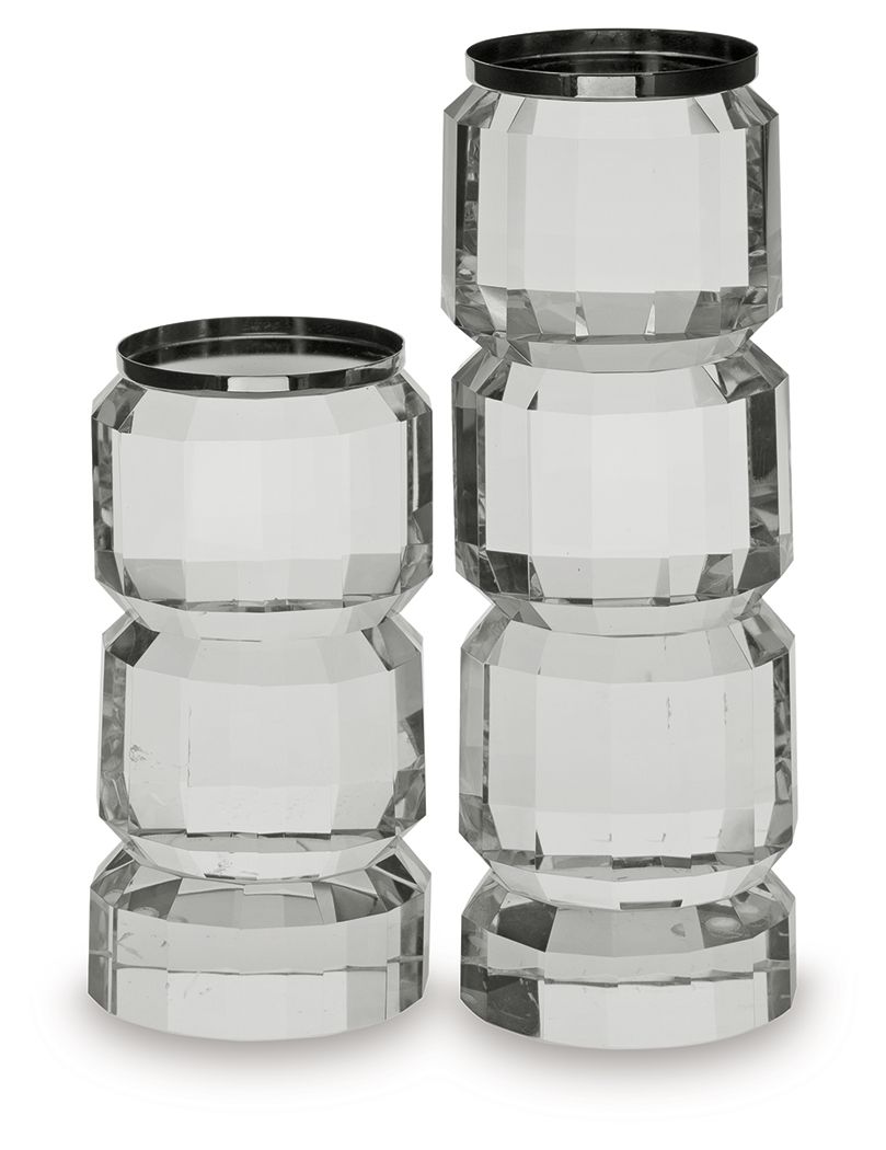Brentley - Clear / Silver Finish - Candle Holder Set (Set of 2) - Urban Living Furniture (Los Angeles, CA)