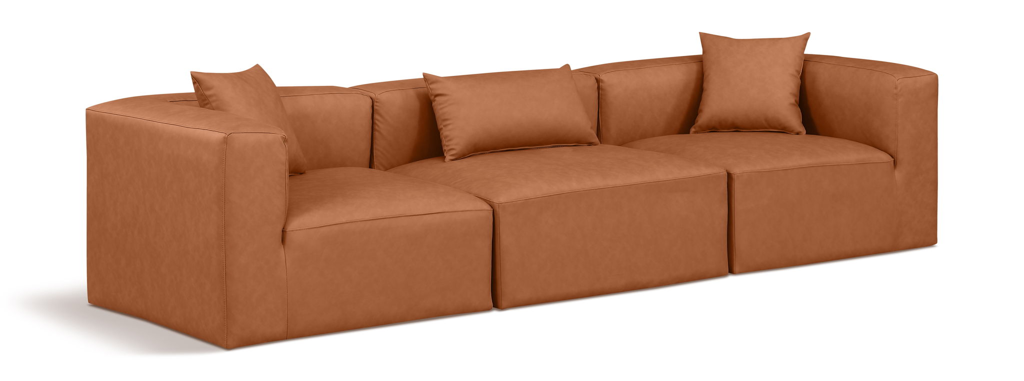 Cube - Modular 3 Seat Sofa - Cognac - Urban Living Furniture (Los Angeles, CA)