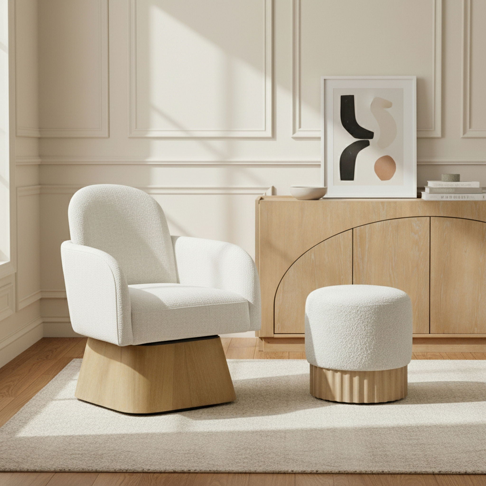 Marlowe - Linen Textured Fabric Upholstered Swivel Accent Chair - Stained Natural - Urban Living Furniture (Los Angeles, CA)