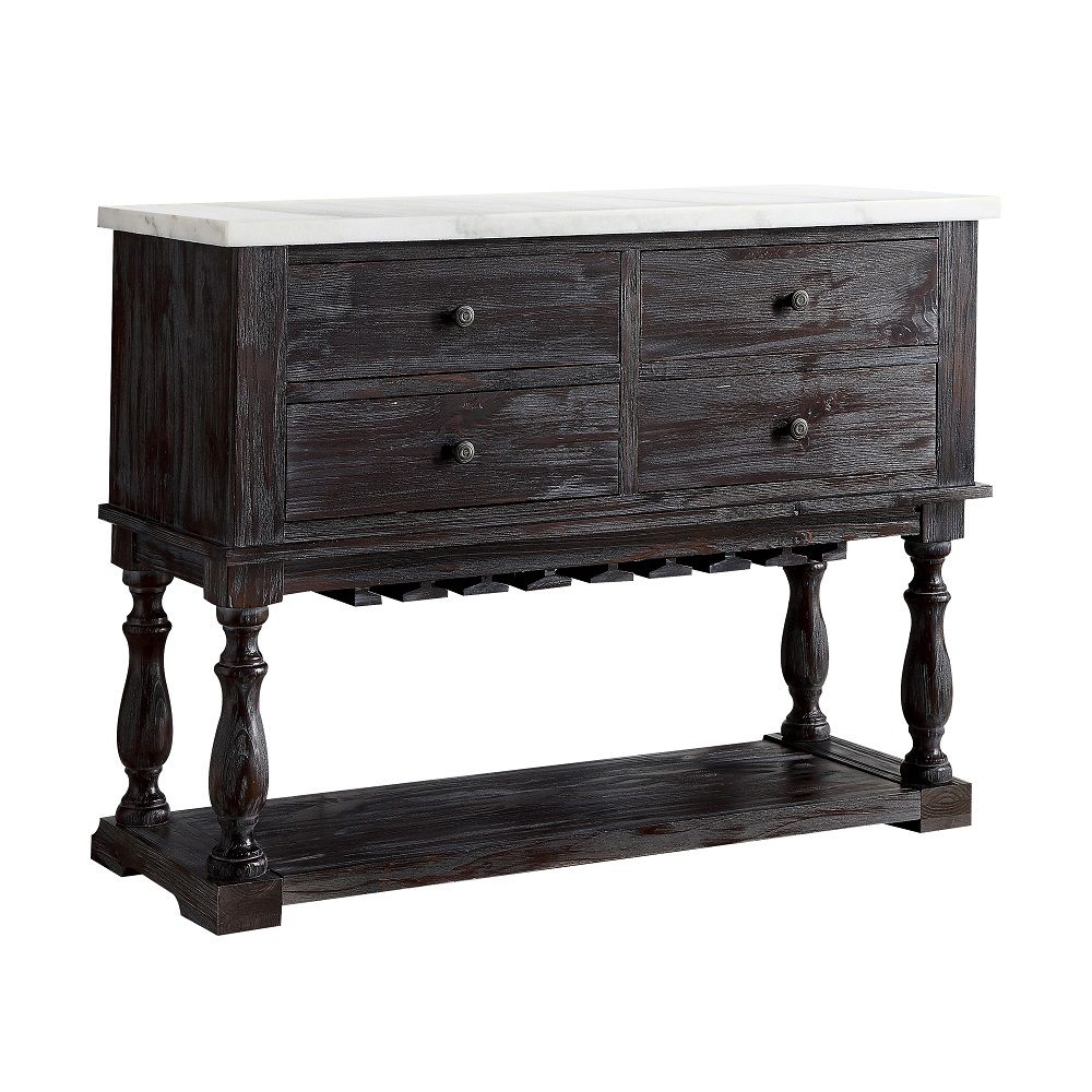 Gerardo - Server - White Marble Top & Weathered Espresso - Urban Living Furniture (Los Angeles, CA)