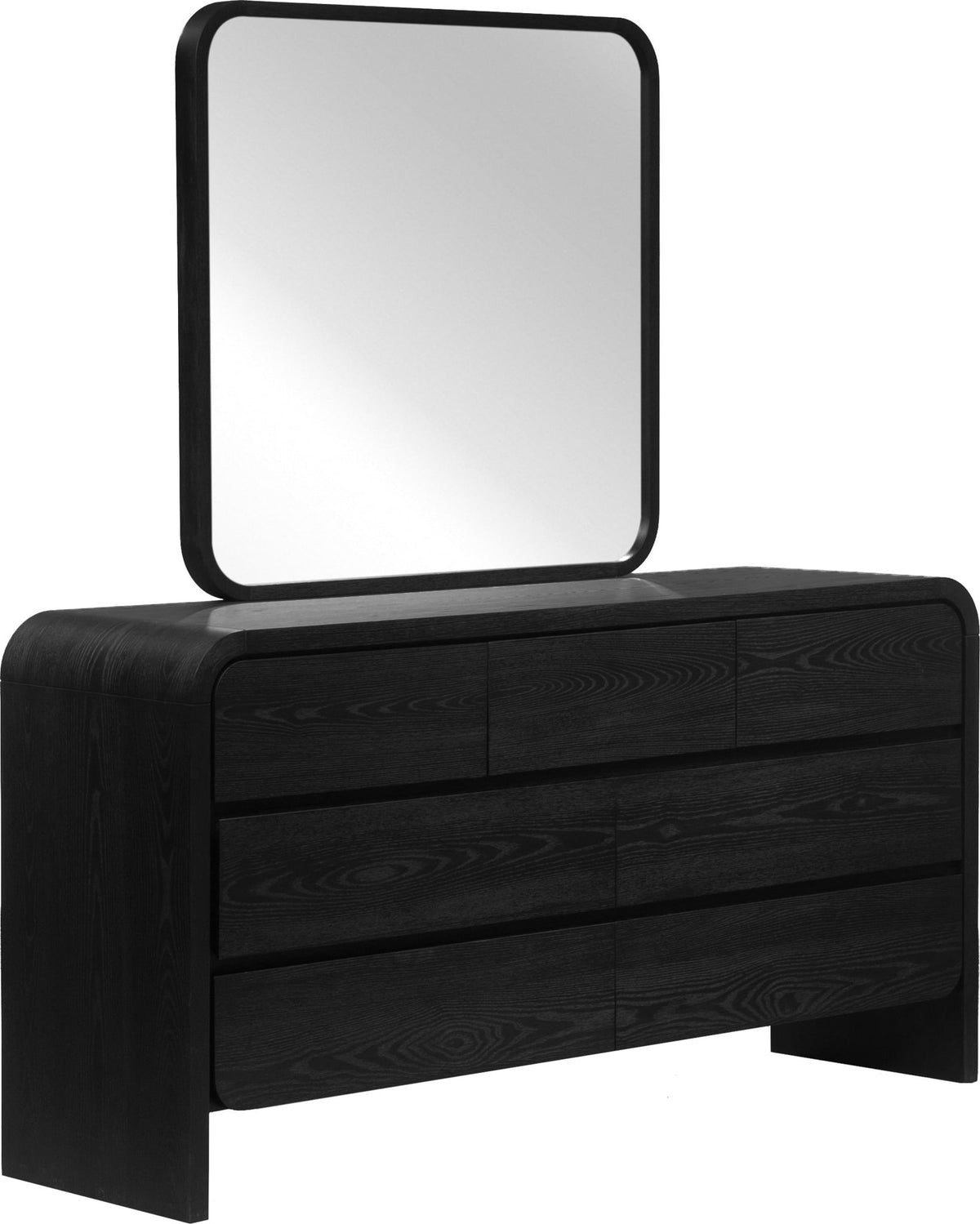 Elora - Beveled Glass Mirror - Jet Black Ash