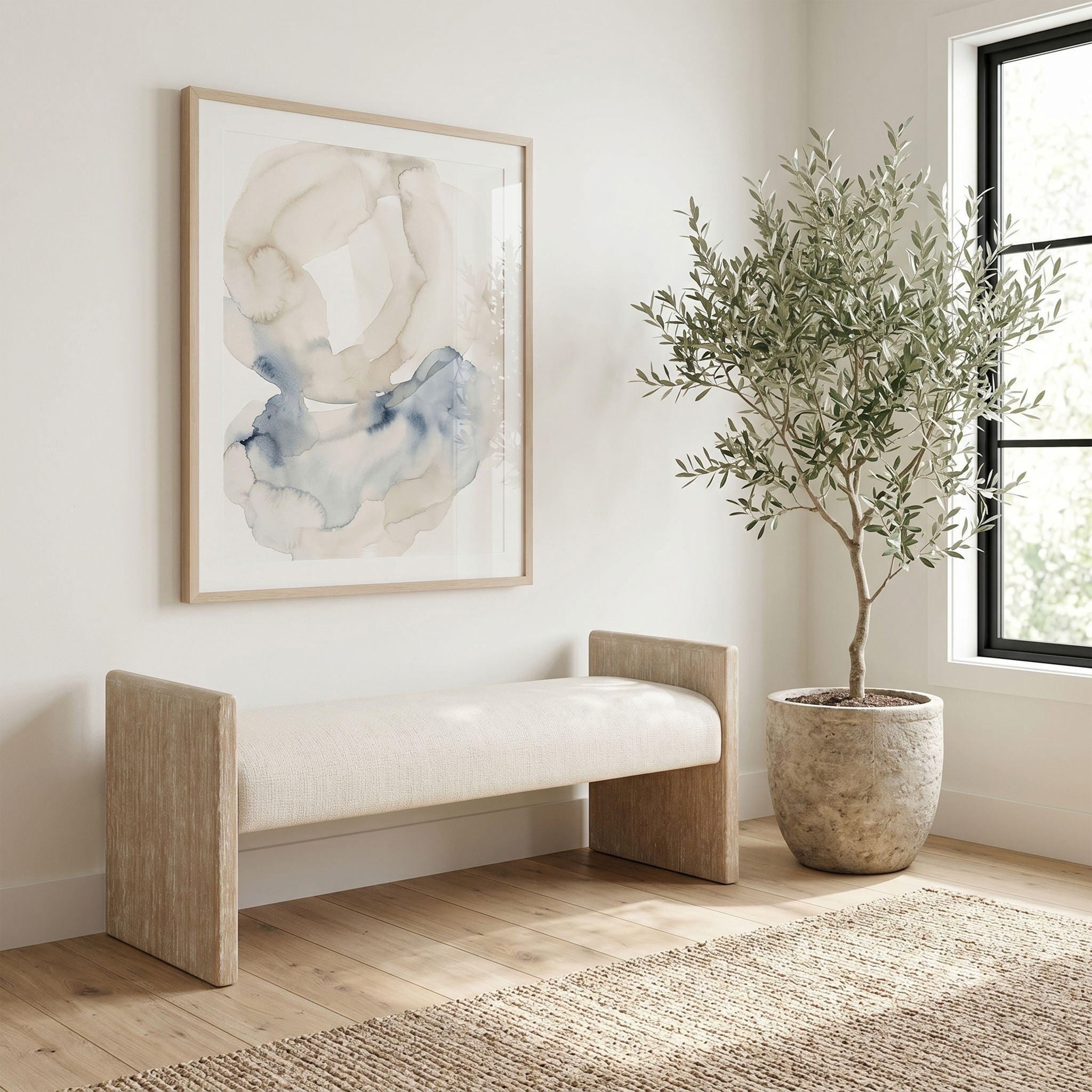 Hickory - Fabric Upholstered Bench - Natural Frame - Urban Living Furniture (Los Angeles, CA)