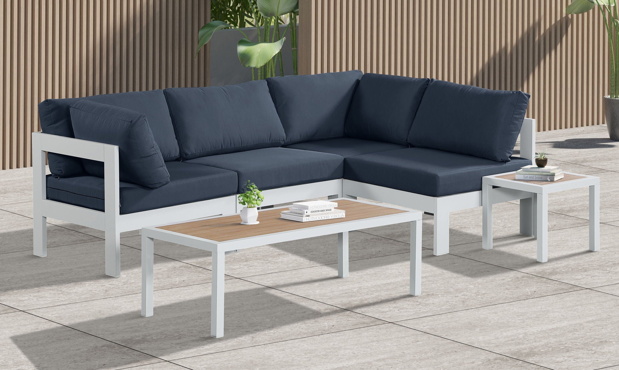 Nizuc - Outdoor Patio 4 Piece Modular Sectional With White Frame - Urban Living Furniture (Los Angeles, CA)