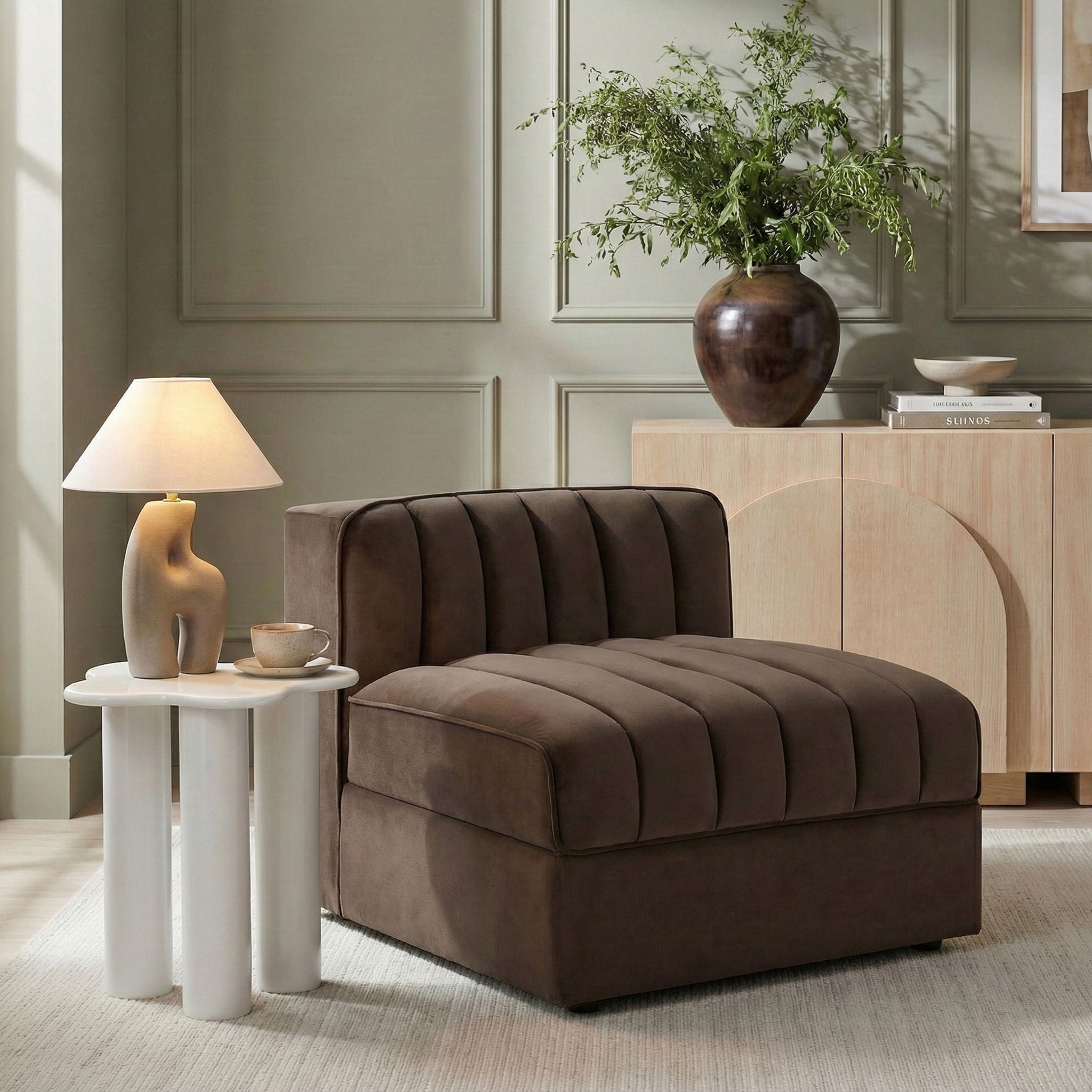 Rummi - Velvet Performance Fabric Upholstered Modular Armless Chair - Urban Living Furniture (Los Angeles, CA)
