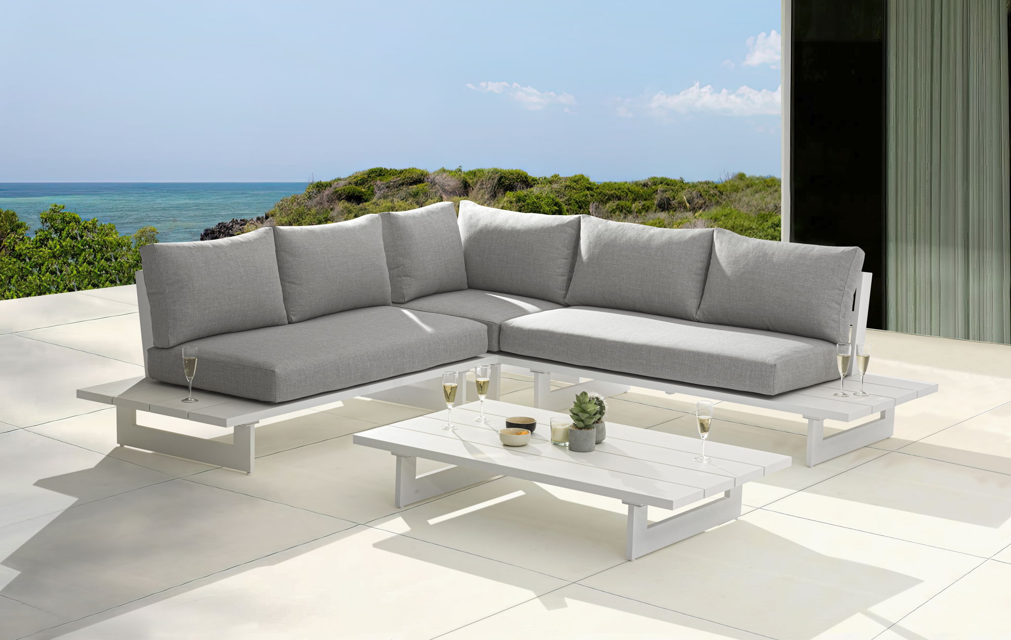 Maldives - Water Resistant Outdoor Patio Sectional With White Frame - Urban Living Furniture (Los Angeles, CA)
