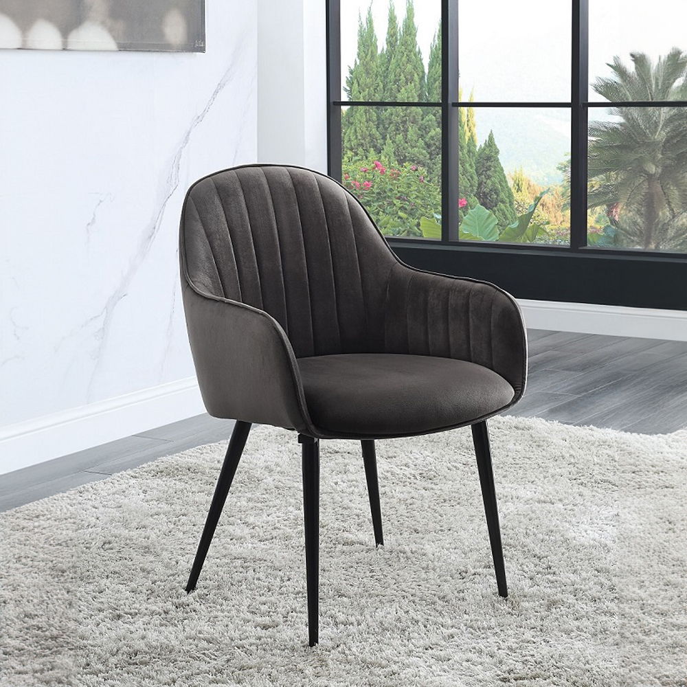 Caspian - Side Chair (Set of 2) - Dark Gray Fabric & Black - Urban Living Furniture (Los Angeles, CA)