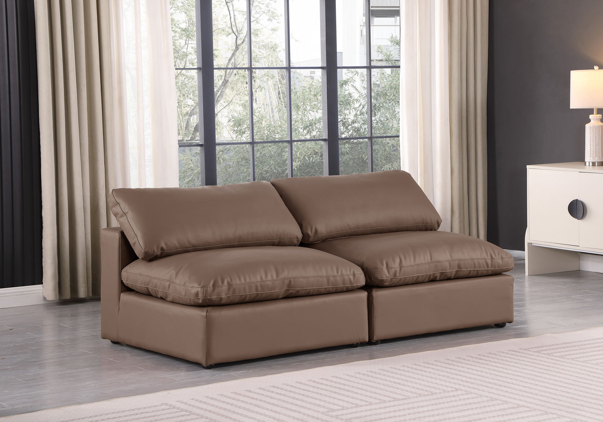 Comfy - Faux Leather Modular Armless Sofa 2 Seats - Urban Living Furniture (Los Angeles, CA)