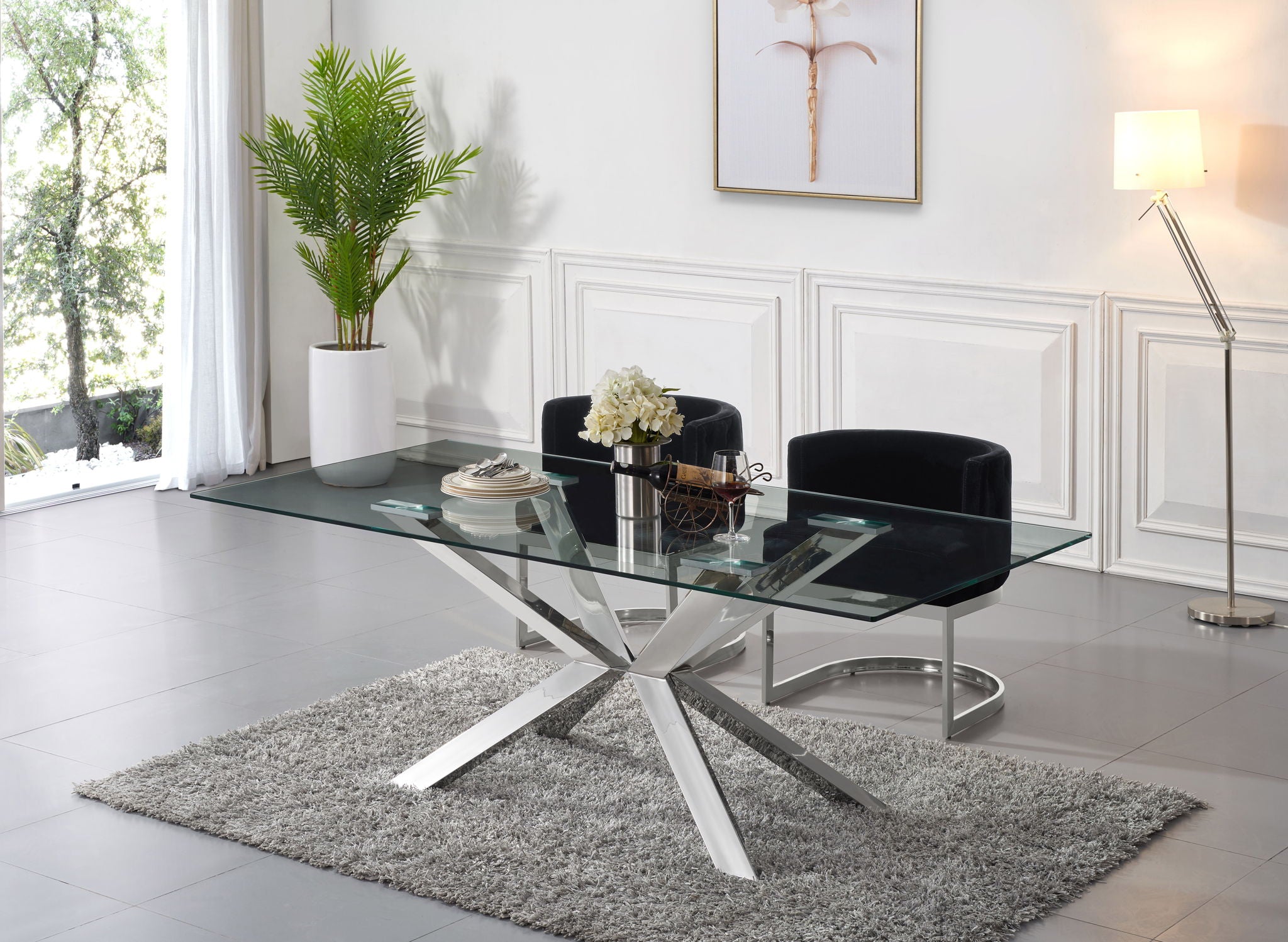 Juno - Dining Table - Pearl Silver - Glass - Urban Living Furniture (Los Angeles, CA)