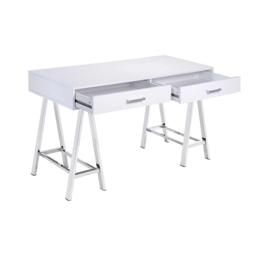 Coleen - Writing Desk (Same Ac00901) - White High Gloss & Chrome - Urban Living Furniture (Los Angeles, CA)