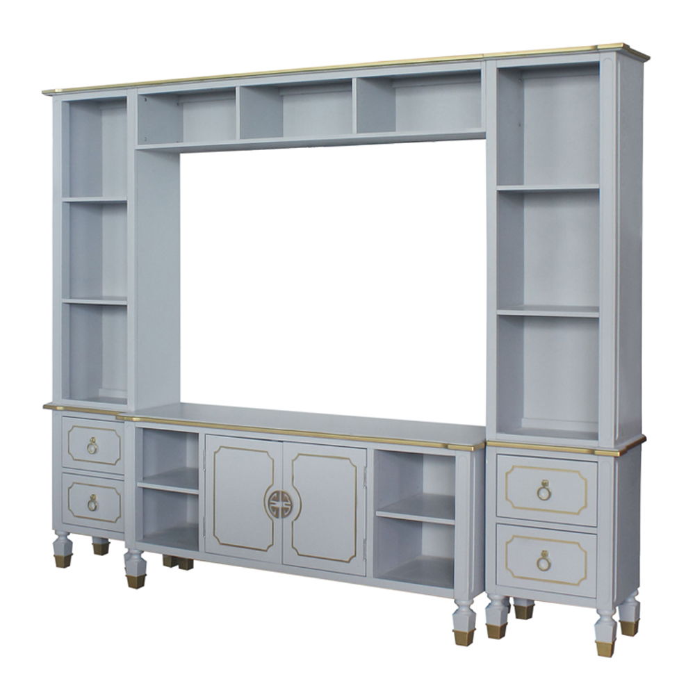 House Marchese - Entertainment Center - Gold Trim & Pearl Gray - Urban Living Furniture (Los Angeles, CA)