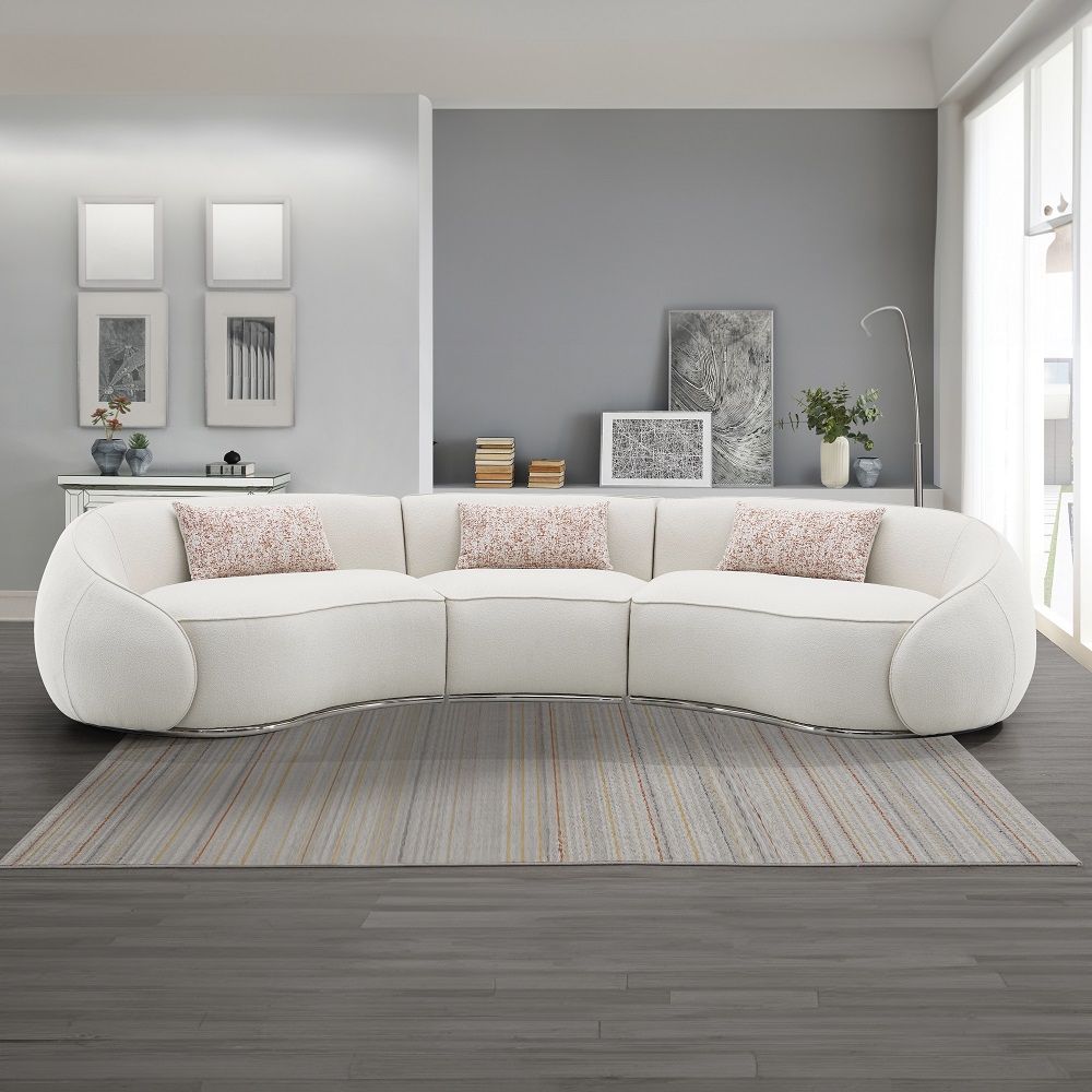 Sahara - Sectional Sofa With 3 Pillows - Beige Boucle - Urban Living Furniture (Los Angeles, CA)