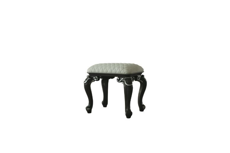House - Delphine - Stool - Two Tone Ivory Fabric & Charcoal Finish - Urban Living Furniture (Los Angeles, CA)