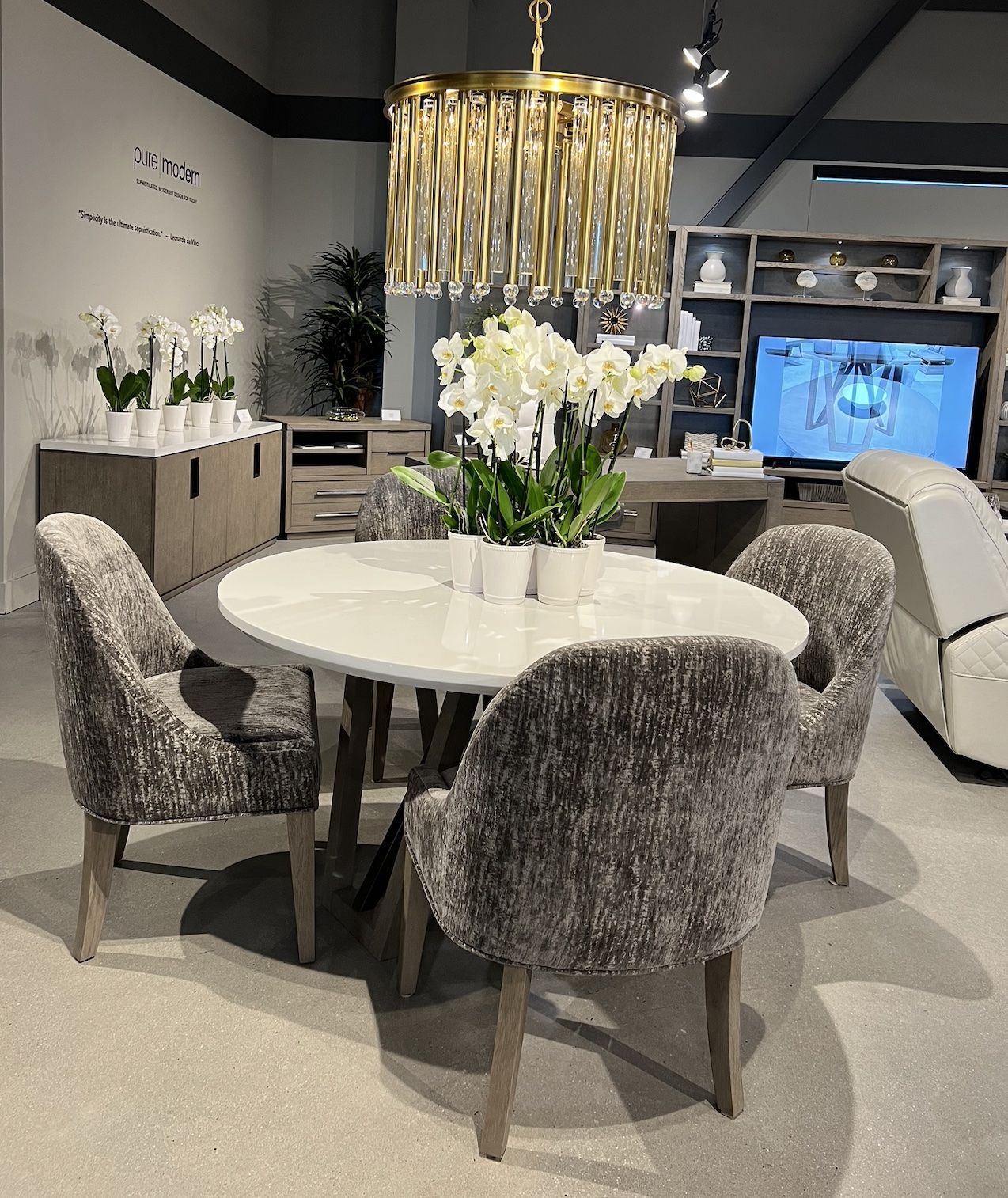 Pure Modern - 54" Dining Round Table With Wood Base - Moonstone - Urban Living Furniture (Los Angeles, CA)