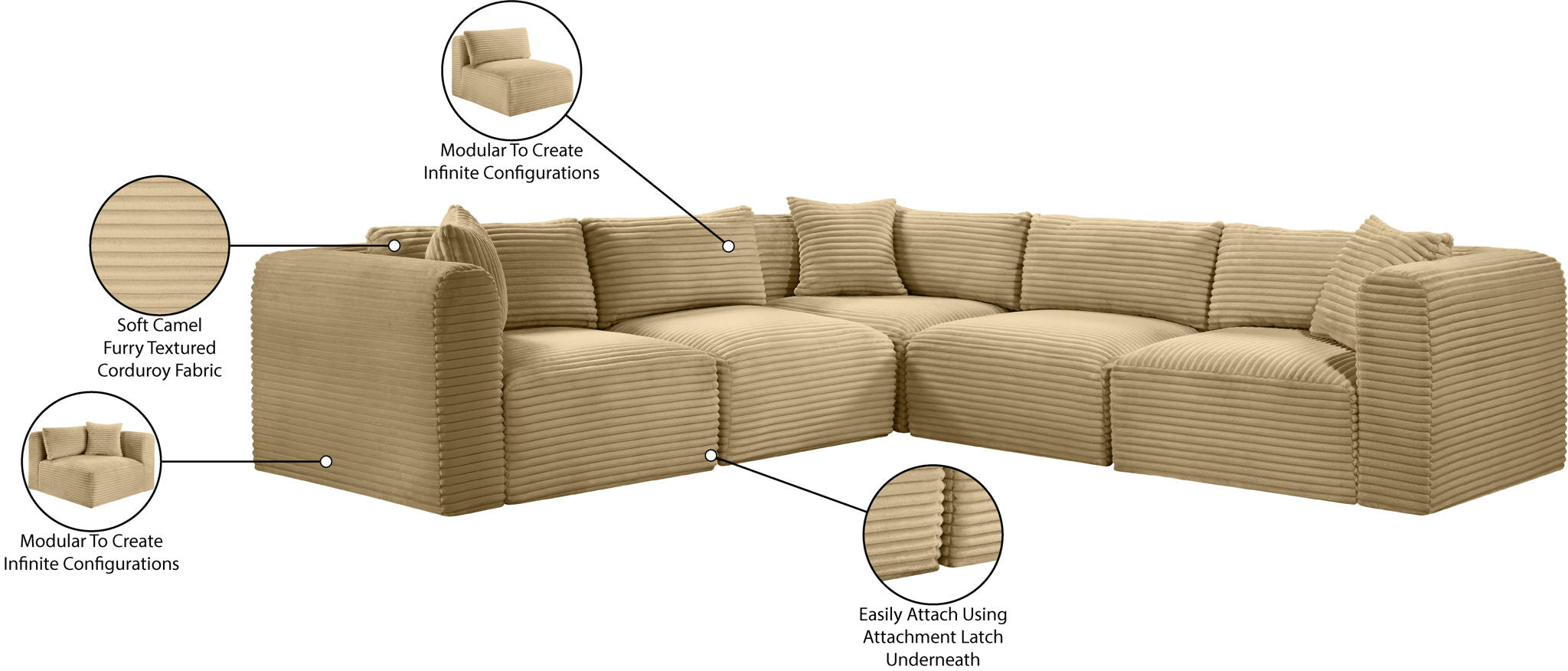 Shaggy - 5 Piece Modular Corner Sectional - Urban Living Furniture (Los Angeles, CA)