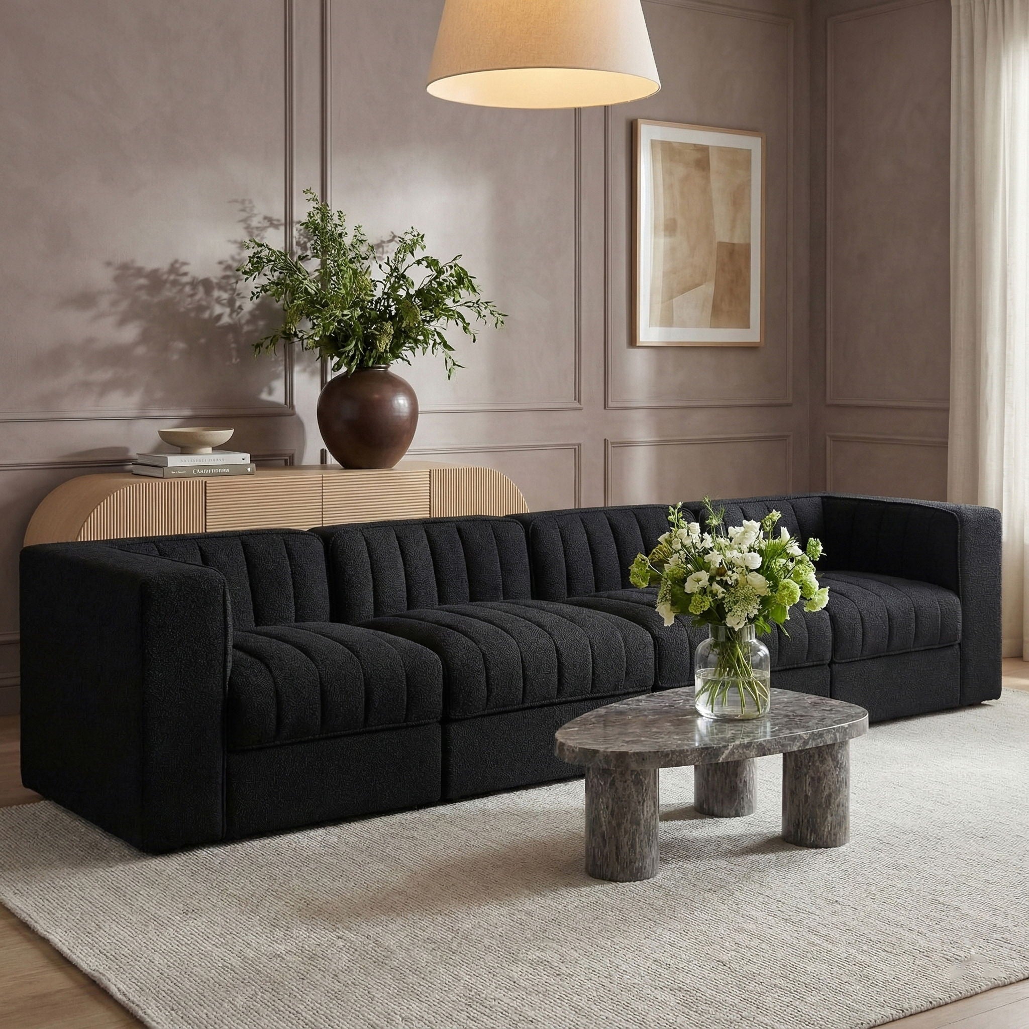Rummi - Velvet Performance Fabric Upholstered 4 Piece Modular Sofa - Urban Living Furniture (Los Angeles, CA)