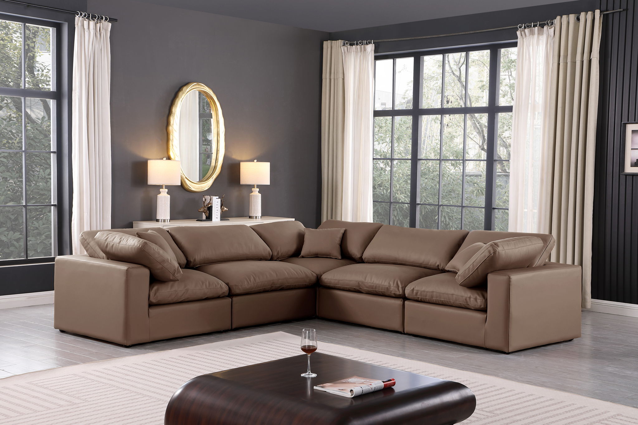 Comfy - 5 Piece Faux Leather Modular Corner Sectional - Urban Living Furniture (Los Angeles, CA)