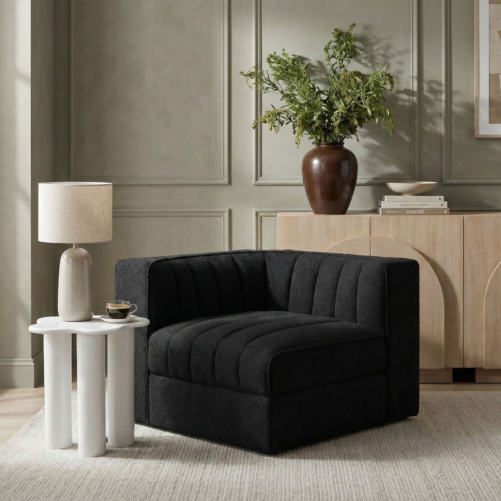 Rummi - Velvet Performance Fabric Upholstered Modular Corner Chair - Urban Living Furniture (Los Angeles, CA)