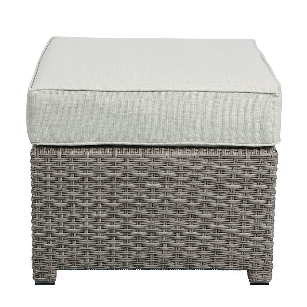Salena - Patio Sofa & Ottoman - Beige Fabric & Gray Wicker - 26" - Urban Living Furniture (Los Angeles, CA)