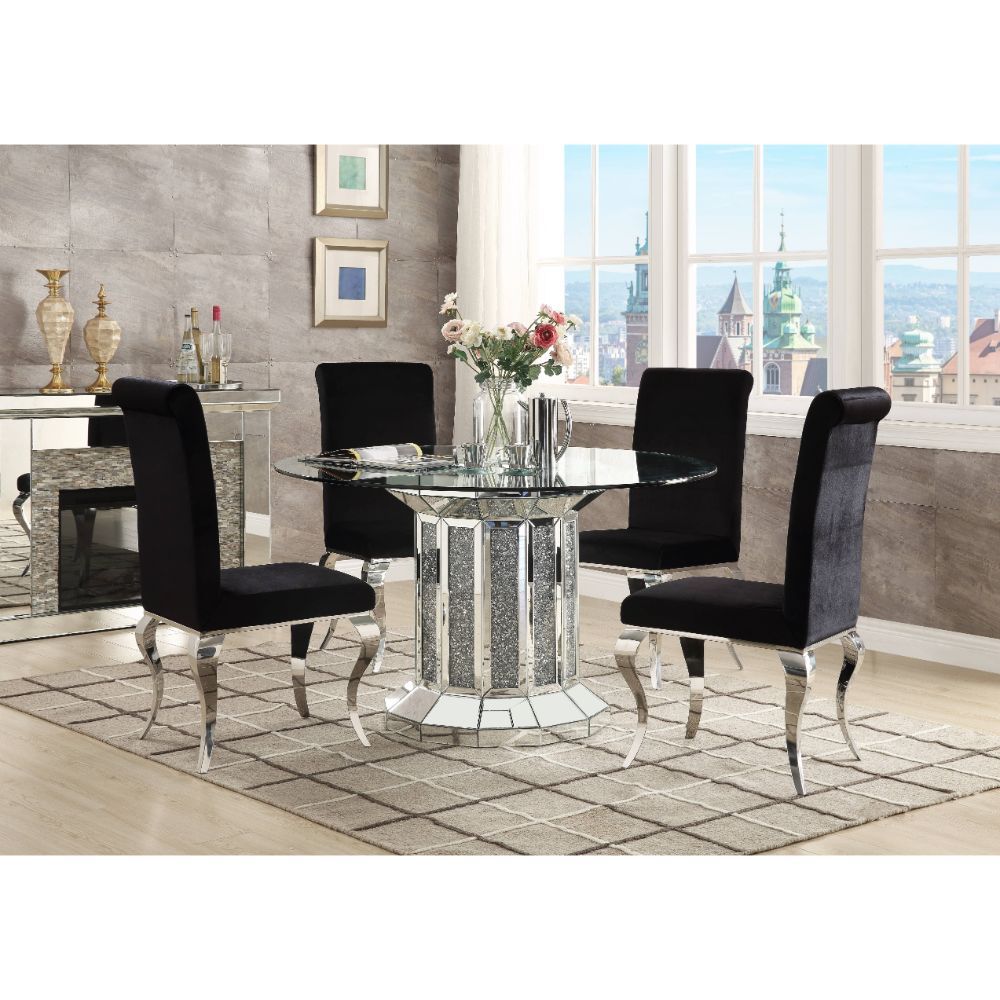 Noralie - Dining Table - Mirrored & Faux Diamonds - Wood - 30" - Urban Living Furniture (Los Angeles, CA)