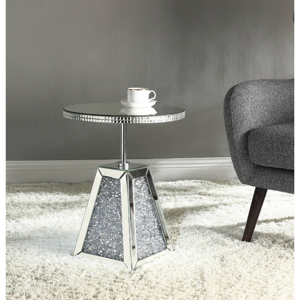 Noralie - 20" Accent Table - Mirrored & Faux Diamonds - Urban Living Furniture (Los Angeles, CA)