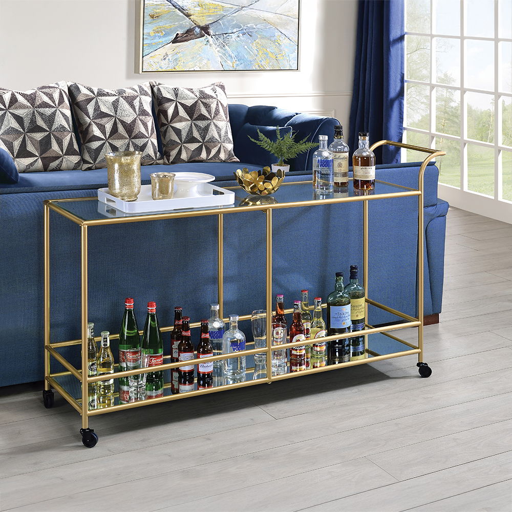 Kenda - Serving Cart - Clear Glass, Mirrored & Gold - Urban Living Furniture (Los Angeles, CA)