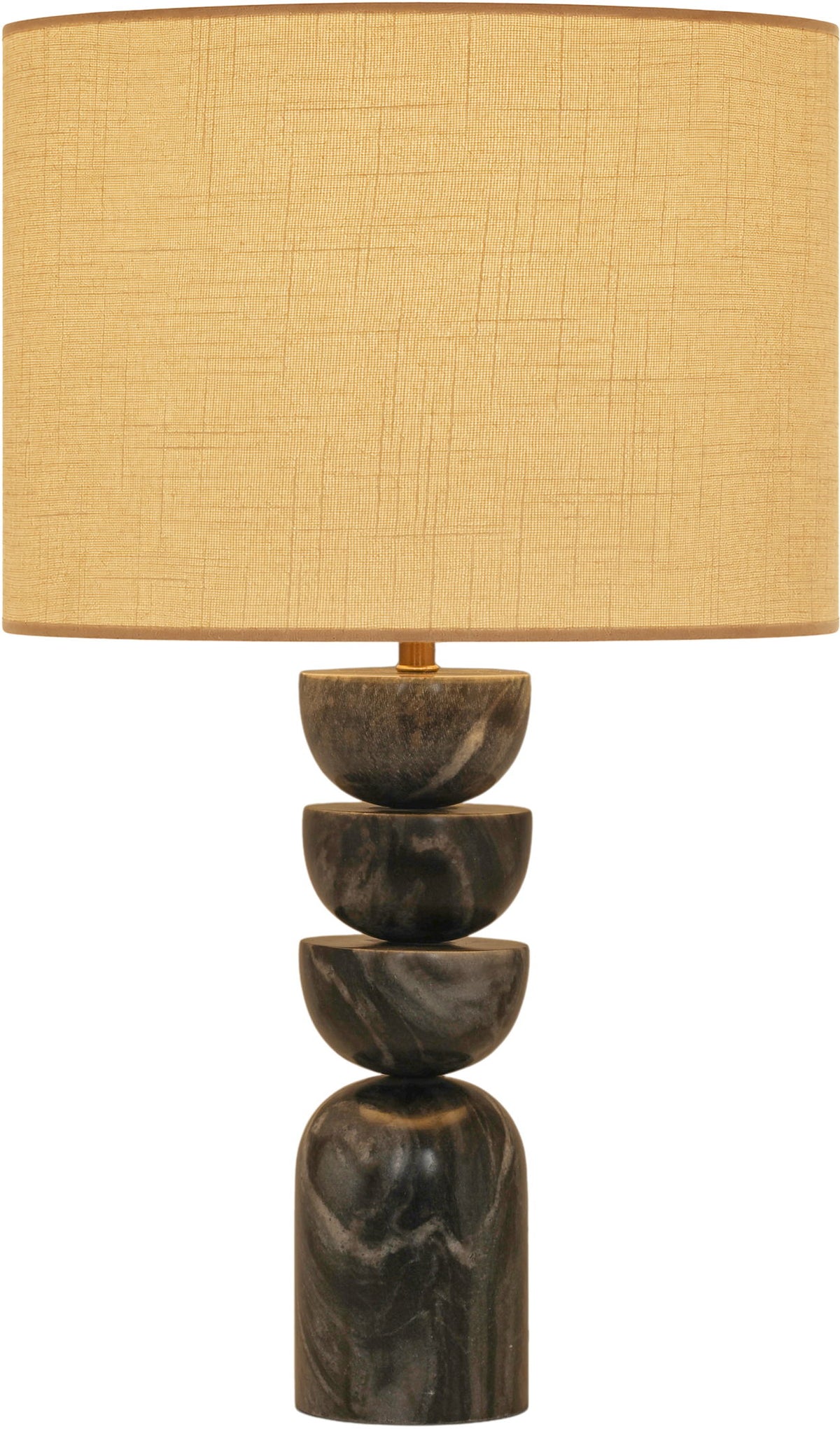 Opus - Genuine Marble, Linen Textured Fabric And Brass Table Lamp