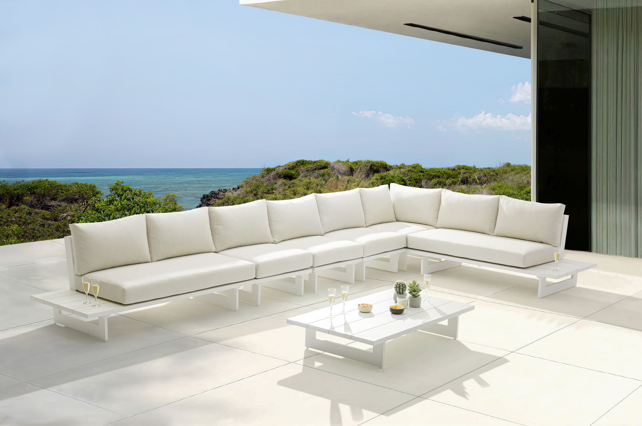 Maldives - 6 Piece Water Resistant Outdoor Patio Modular Sectional With White Base - Urban Living Furniture (Los Angeles, CA)
