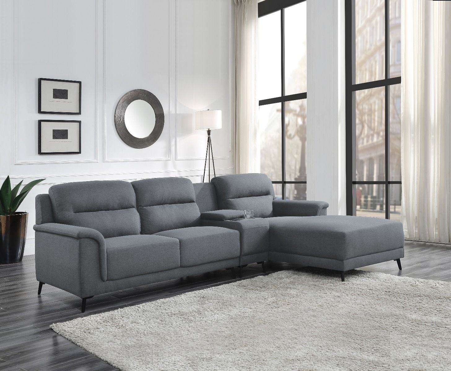 Walcher - Sectional Sofa - Gray Linen - Urban Living Furniture (Los Angeles, CA)