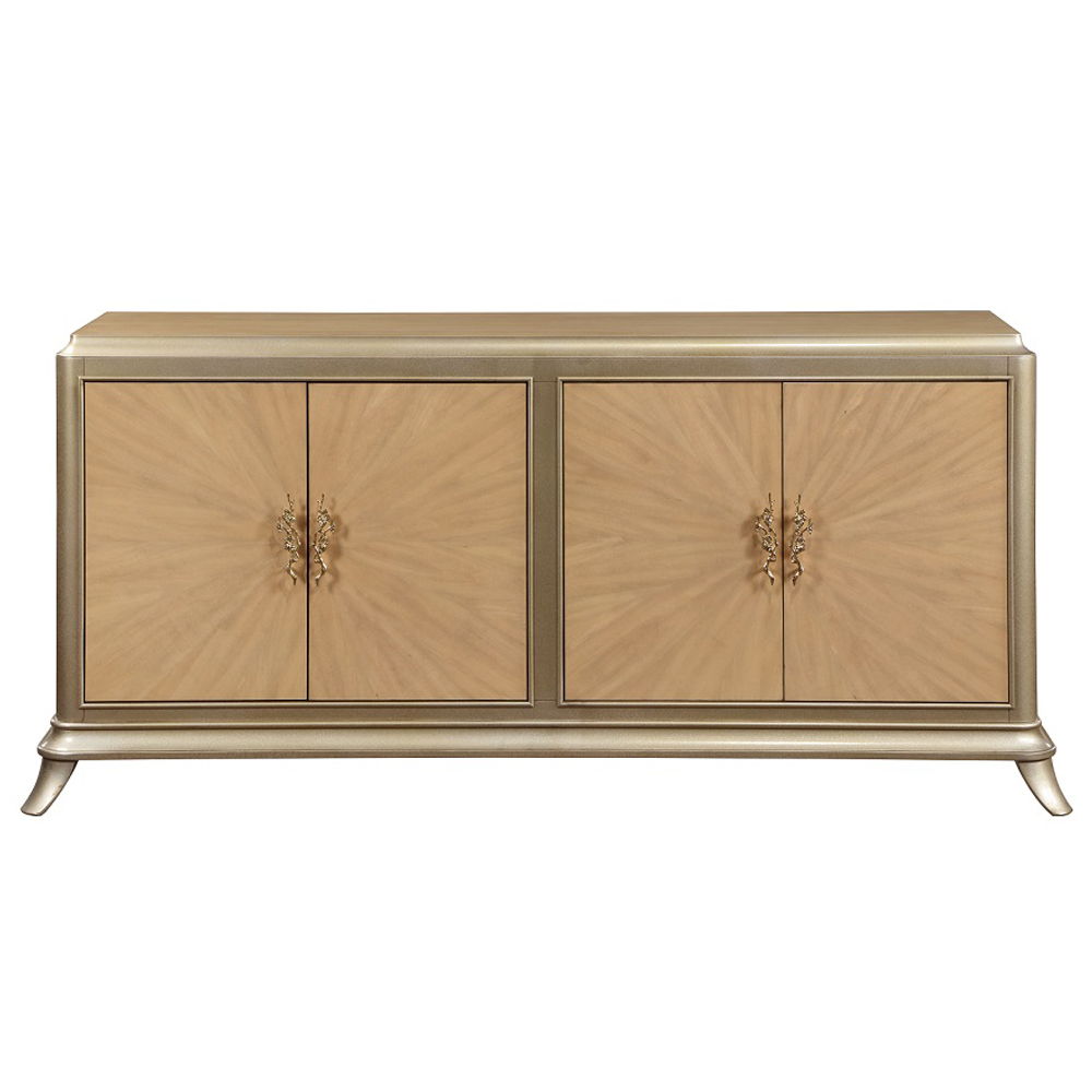 Dodie - Console Cabinet - Natural Oak Sunburst Pattern & Taupe Champaign - Urban Living Furniture (Los Angeles, CA)