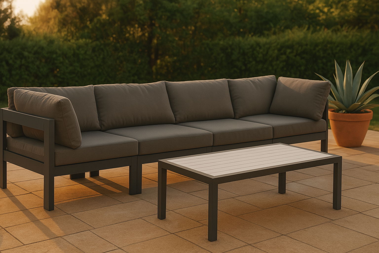 Nizuc - Outdoor Patio 4 Seat Modular Sofa With Gray Frame - Urban Living Furniture (Los Angeles, CA)