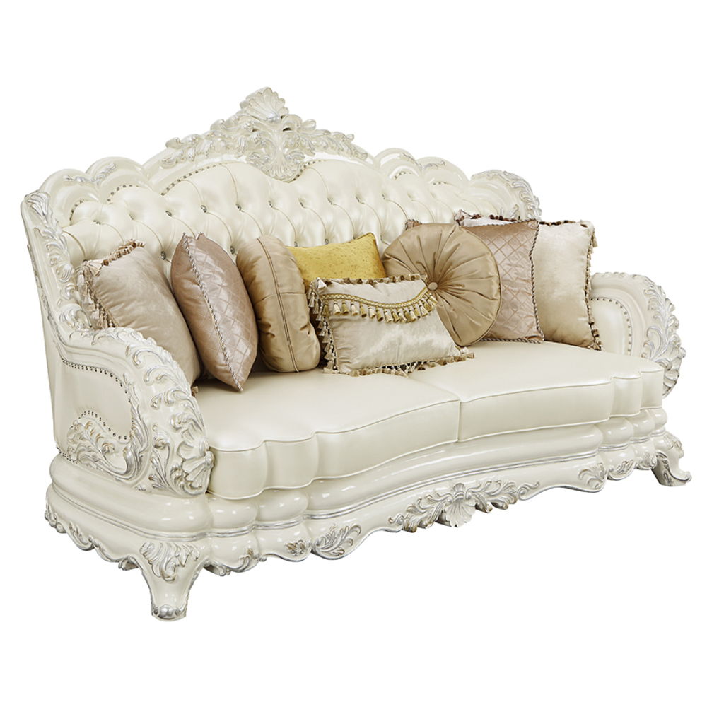 Adara - Sofa With 7 Pillows - Pearl White Synthetic Leather & Antique White - Urban Living Furniture (Los Angeles, CA)