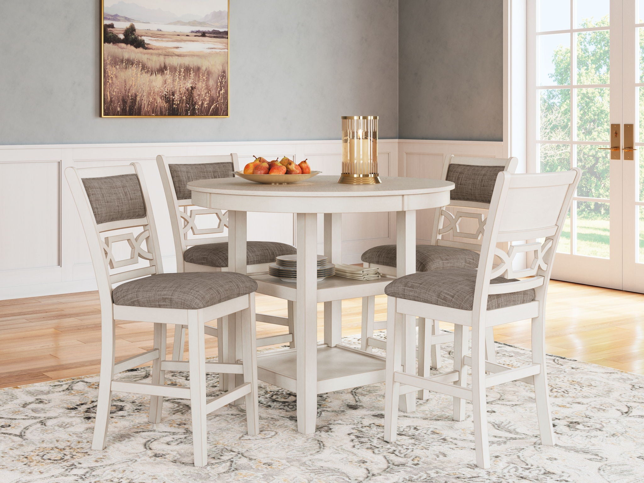 Erinberg - Antique White - Dining Room Counter Table Set (Set of 5) - Urban Living Furniture (Los Angeles, CA)