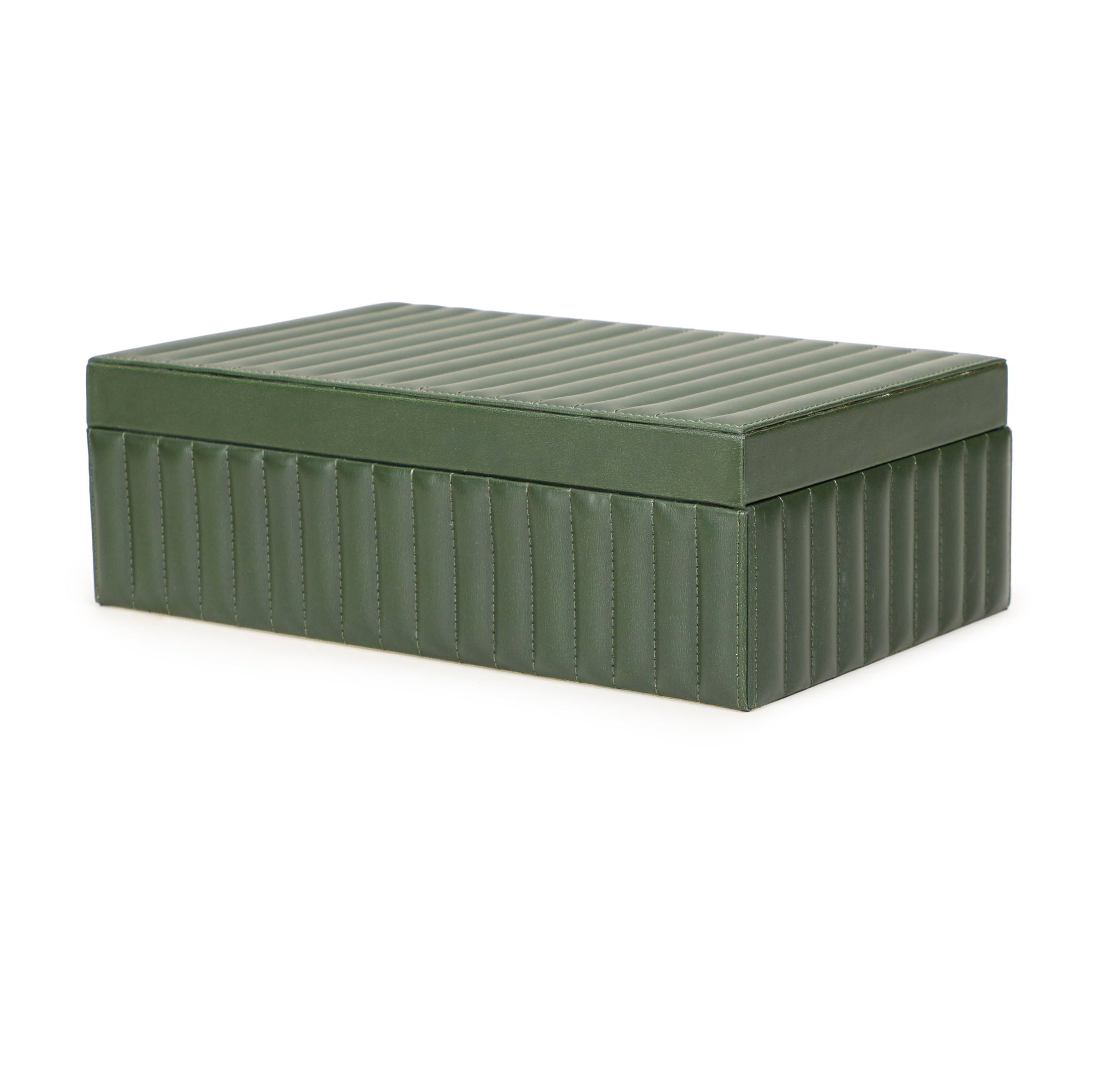 Eton - Ribbed Vegan Leather Hospitality Grade Storage Box - Green