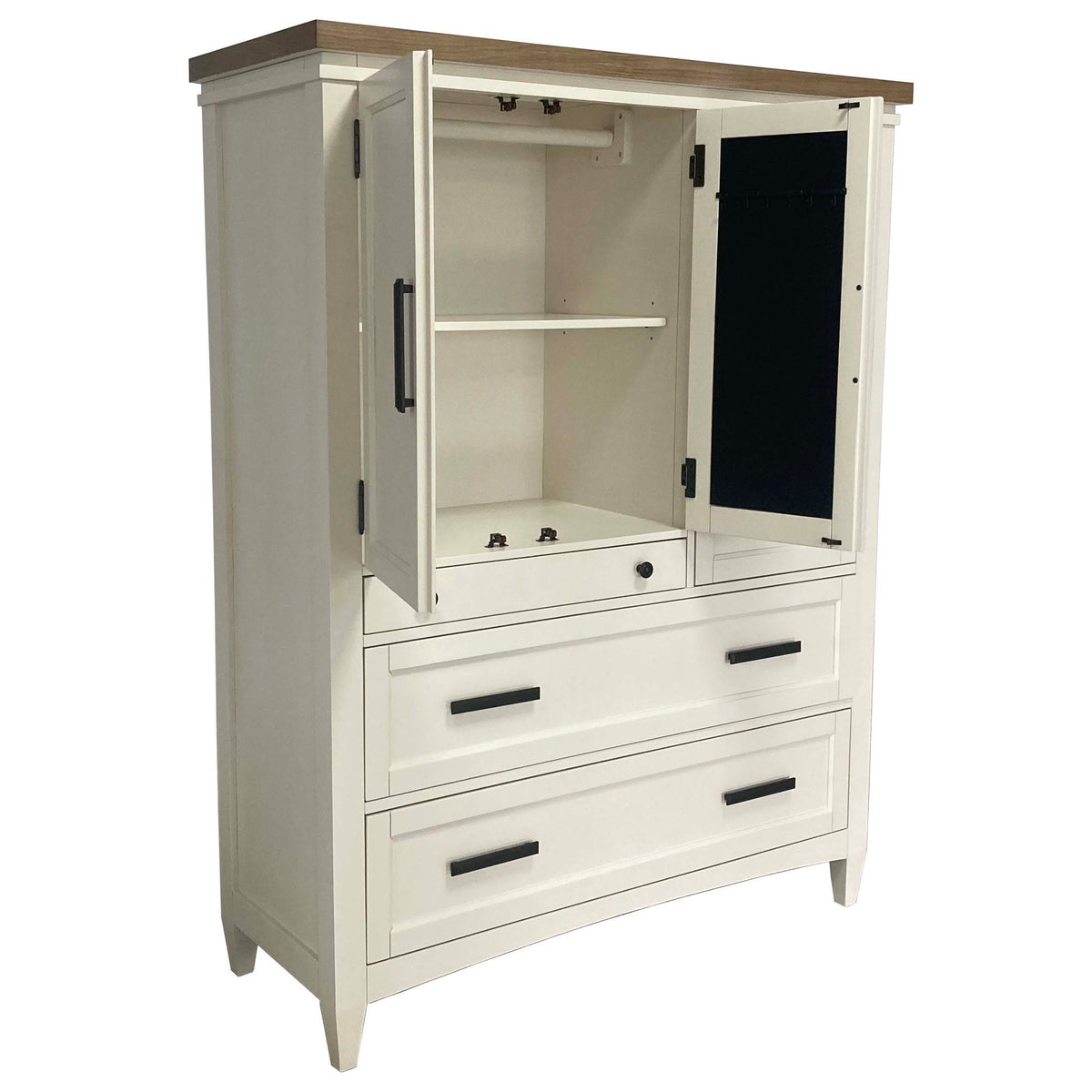 Americana Modern Bedroom - 7 Drawer Door Chest With Workstation - Cotton