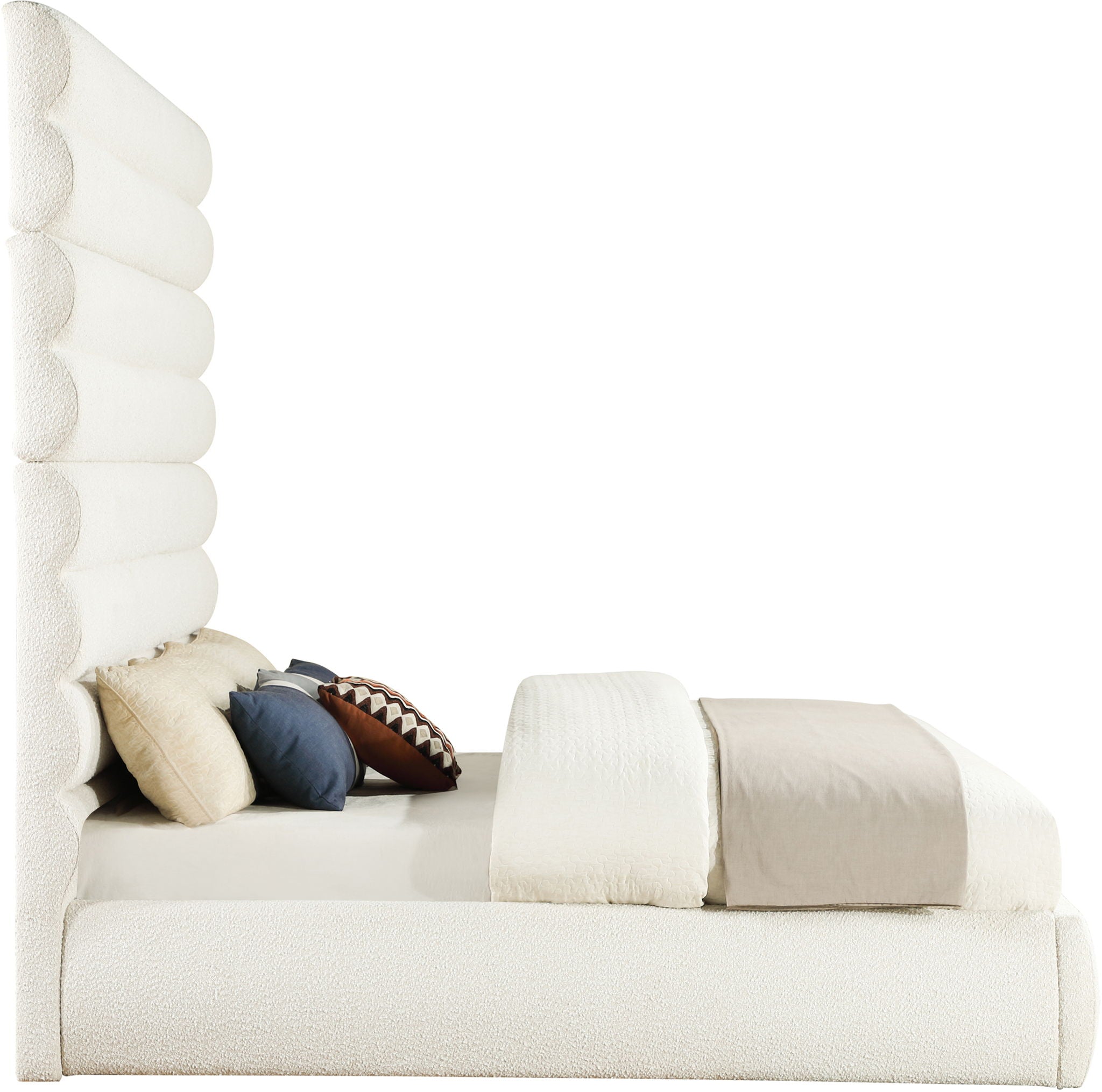 Adam - Boucle Fabric Bed With 89" Headboard