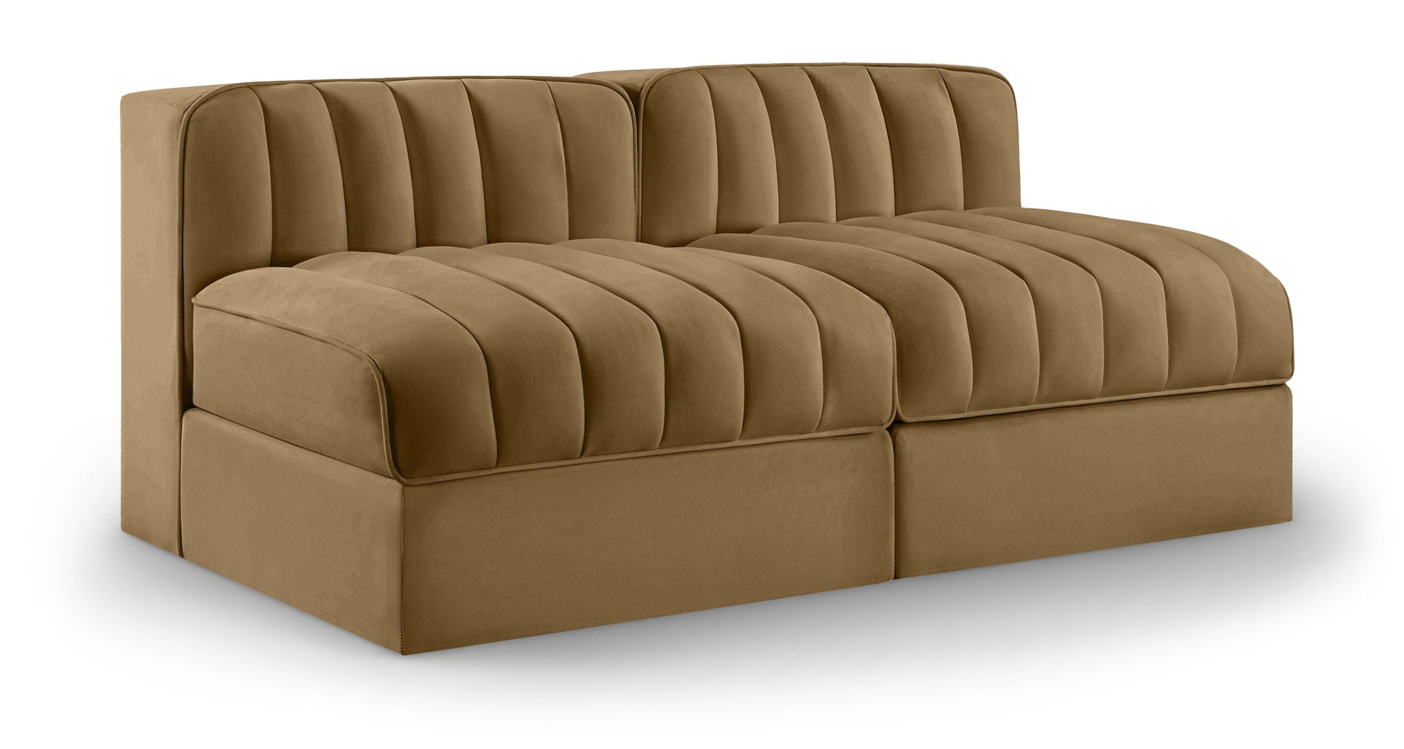 Rummi - Velvet Performance Fabric Upholstered 2 Piece Modular Armless Loveseat - Urban Living Furniture (Los Angeles, CA)