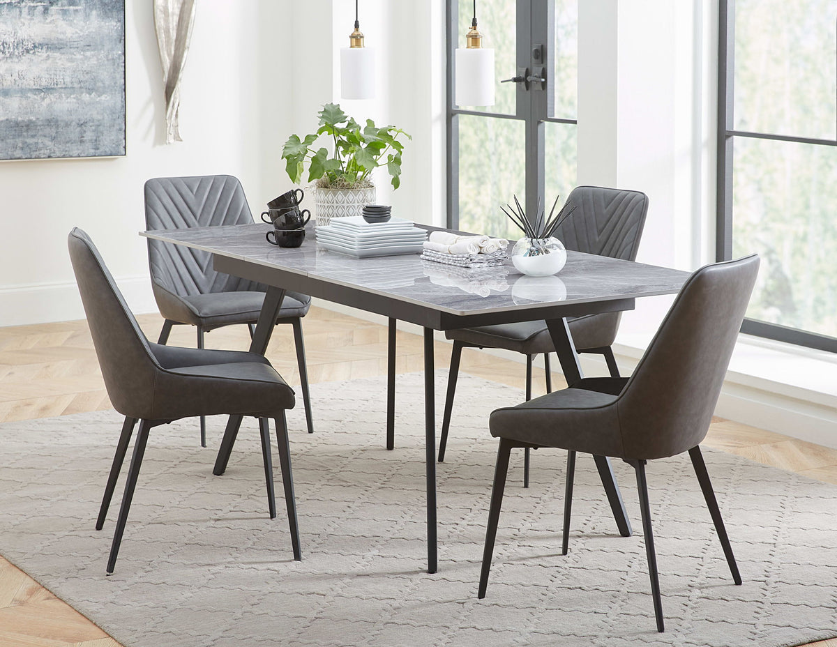 Lucia - Upholstered Synthetic Leather Dining Chair (Set of 2) - Charcoal And Black Metal