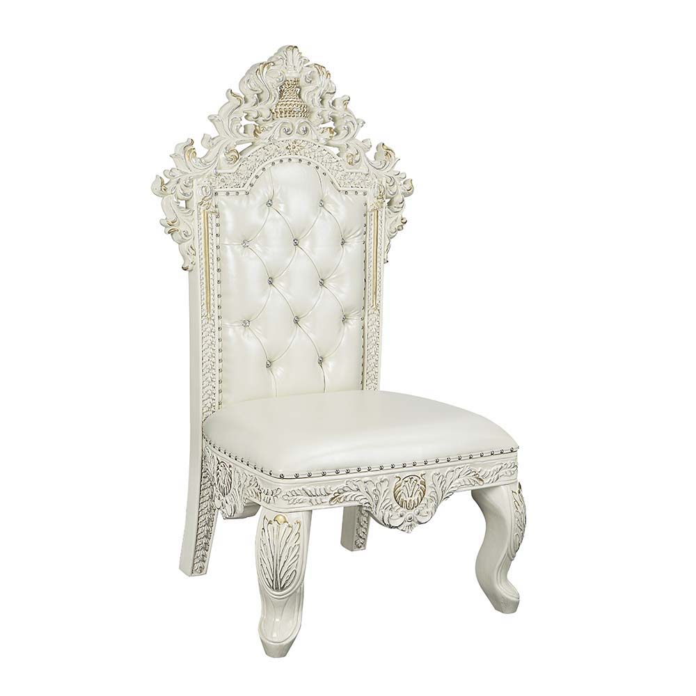 Adara - Side Chair (Set of 2) - White PU & Antique White Finish - Urban Living Furniture (Los Angeles, CA)