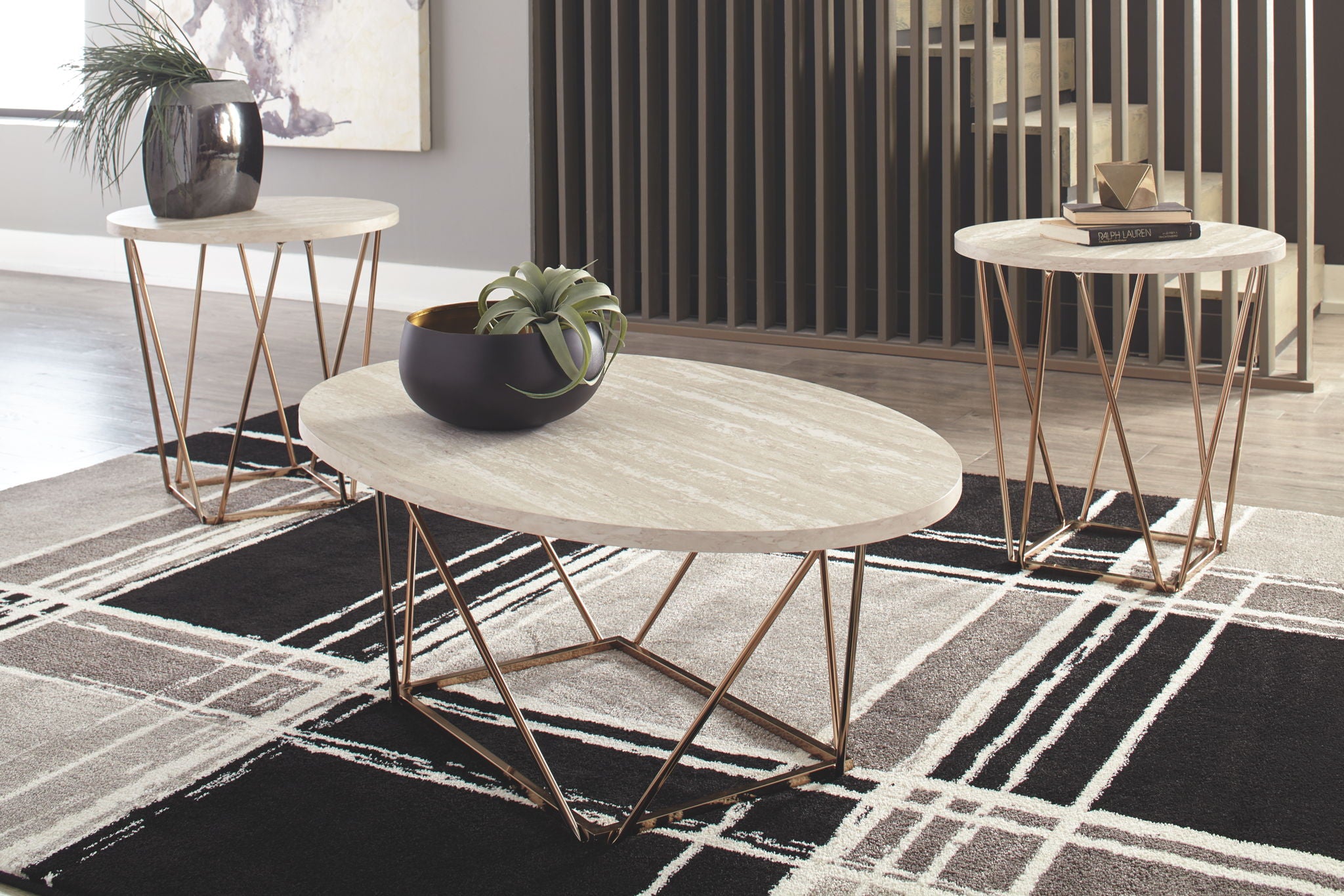 Tarica - White / Metallic - Occasional Table Set (Set of 3) - Urban Living Furniture (Los Angeles, CA)