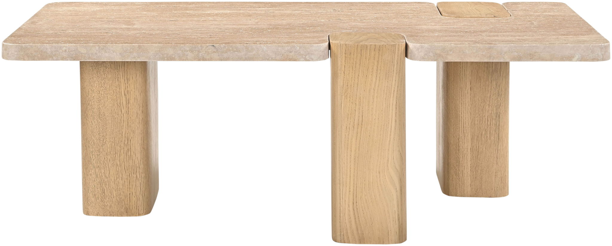 Ravenna - Genuine Fabric Travertine And Oak Wood Table - Urban Living Furniture (Los Angeles, CA)