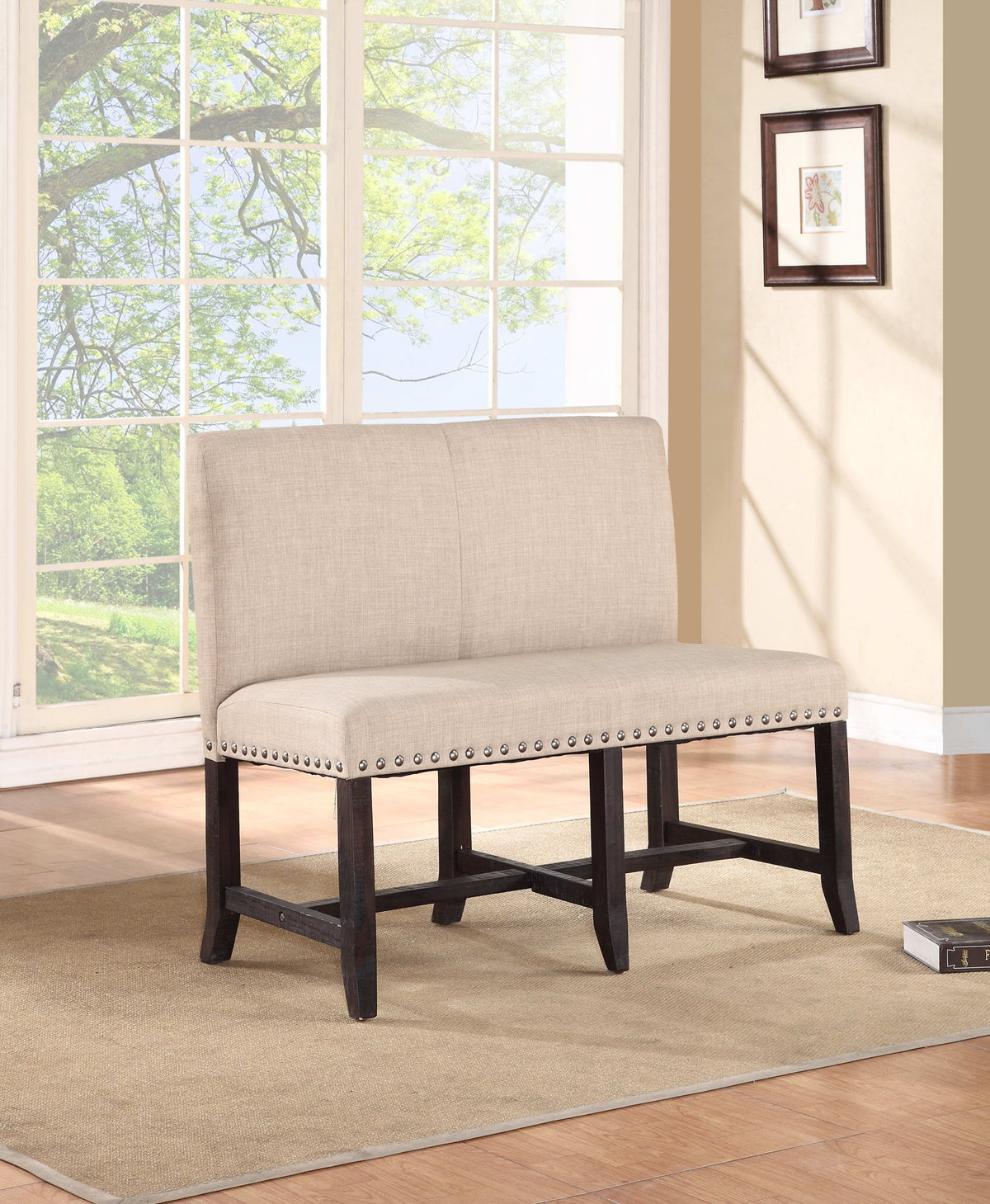 Yosemite - Solid Wood Dining Settee - Beige / Cafe