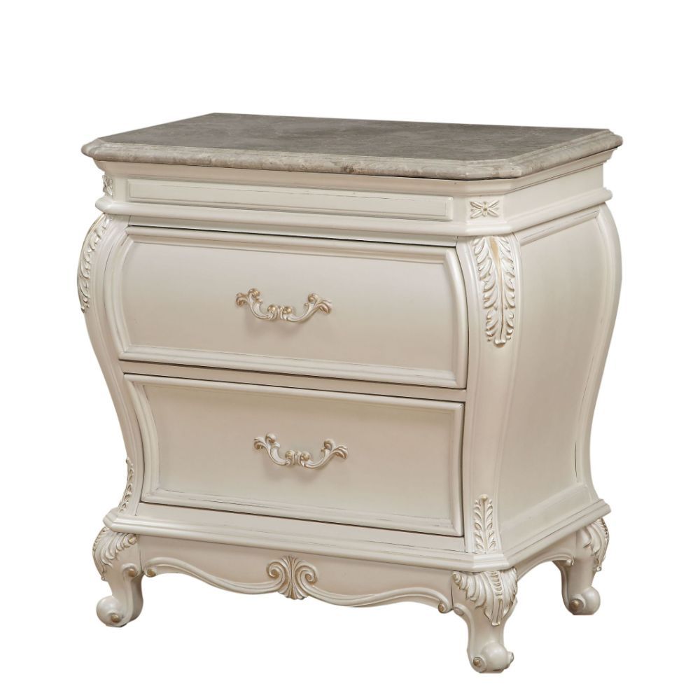 Chantelle - Nightstand With Marble Top - Pearl White - Urban Living Furniture (Los Angeles, CA)