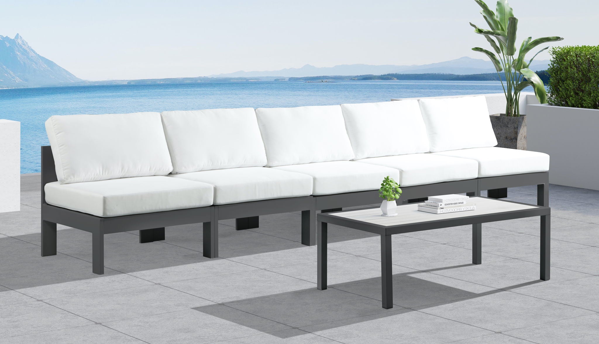 Nizuc - Outdoor Patio 5 Seat Modular Armless Sofa With Gray Frame - Urban Living Furniture (Los Angeles, CA)