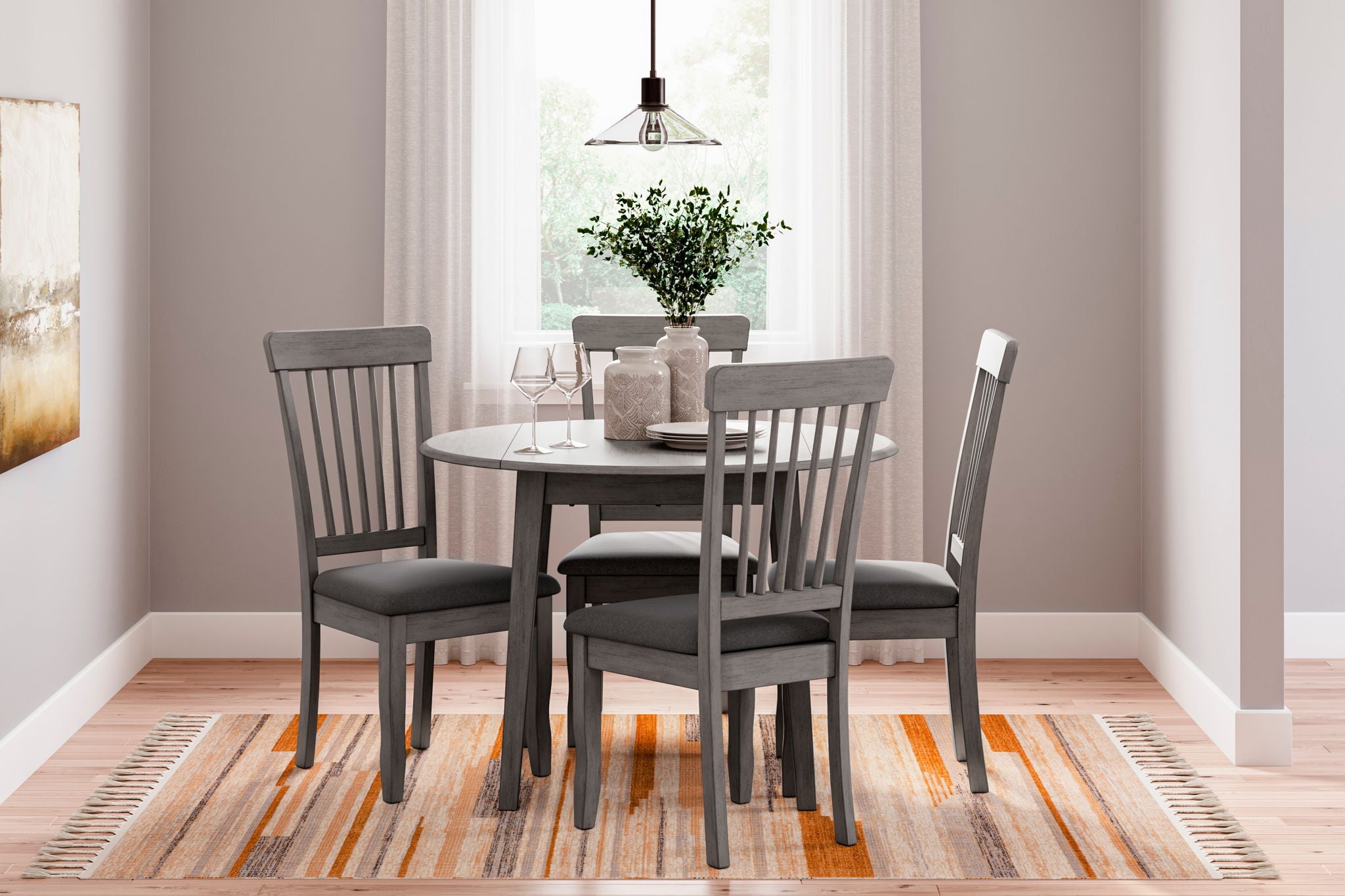 Shullden - 5 Pc. - Drop Leaf Table, 4 Side Chairs - Gray - Urban Living Furniture (Los Angeles, CA)