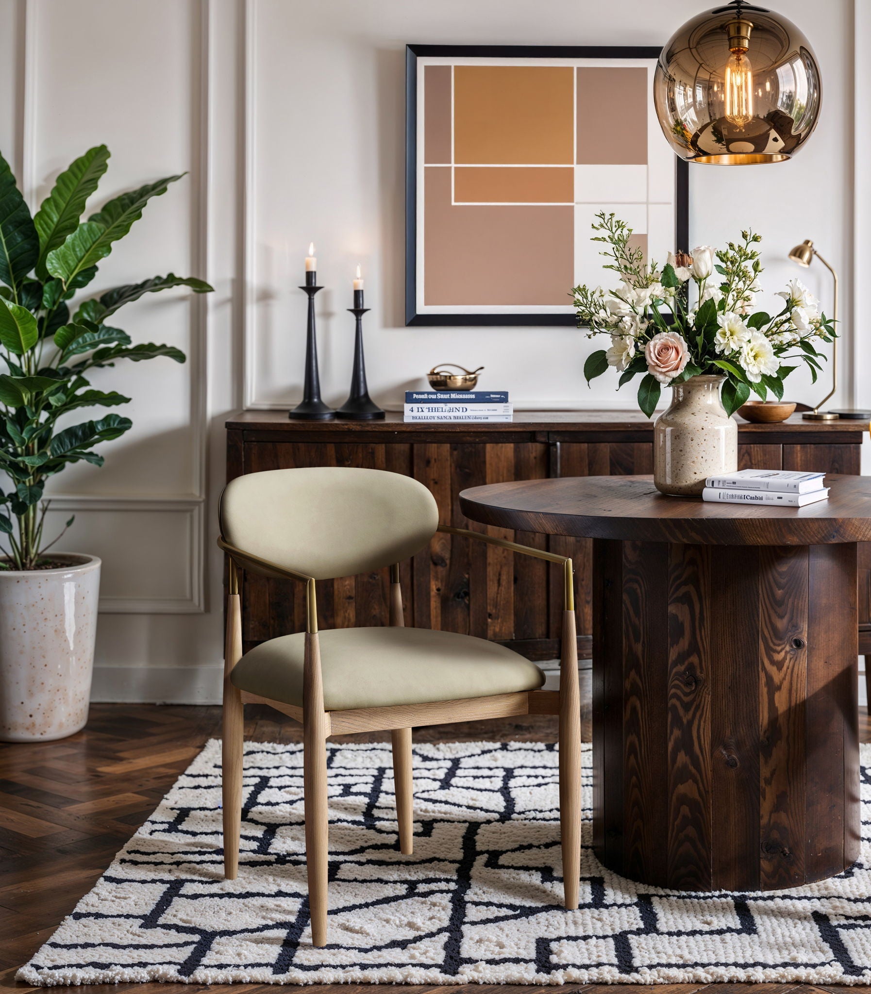 Riccio - Dining Arm Chair (Set of 2) - Natural And Gold Frame - Urban Living Furniture (Los Angeles, CA)