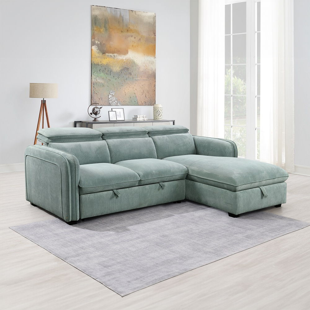 Zavala - Sectional Sofa With Sleeper & Storage - Light Green - Urban Living Furniture (Los Angeles, CA)