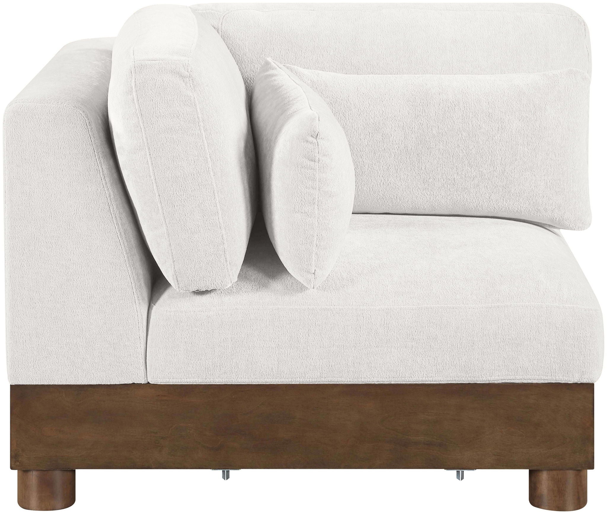 Turin - Chenille Fabric Upholstered Modular Corner Chair - Walnut Base - Urban Living Furniture (Los Angeles, CA)