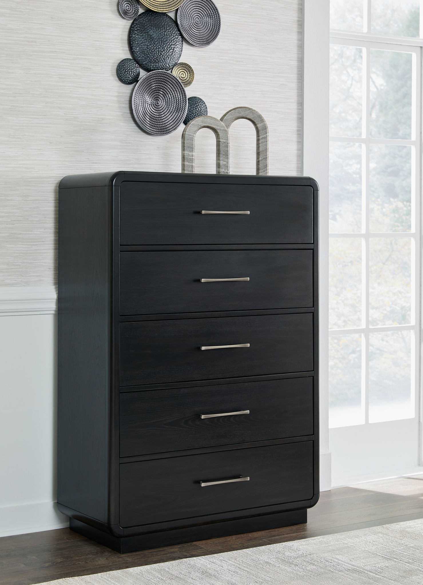 Rowanbeck - Black - Five Drawer Chest - Urban Living Furniture (Los Angeles, CA)